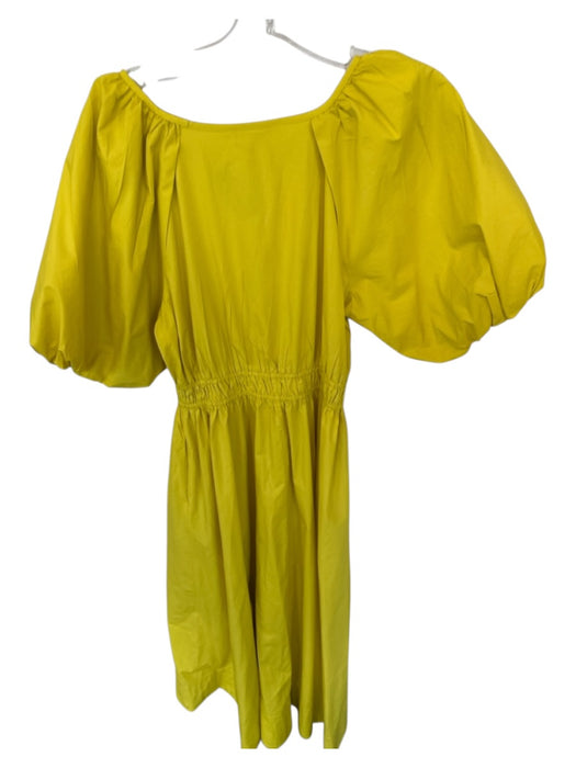 Banana Republic Size S Chartreuse Cotton 3/4 Balloon Sleeve Smocked Waist Dress Chartreuse / S