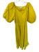 Banana Republic Size S Chartreuse Cotton 3/4 Balloon Sleeve Smocked Waist Dress Chartreuse / S