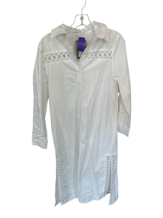 Lalavon Size S White Cotton Long Sleeve Hearts Lace Detail Maxi Dress White / S