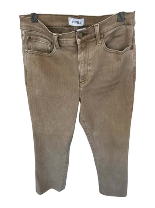 Pistola Size 28 Tan Cotton Blend High Waist Bootcut Raw Hem Jeans Tan / 28