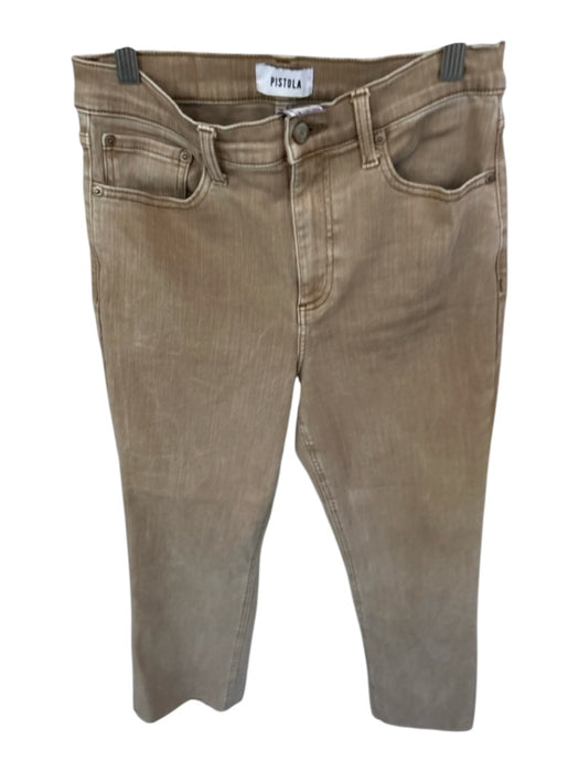 Pistola Size 28 Tan Cotton Blend High Waist Bootcut Raw Hem Jeans Tan / 28