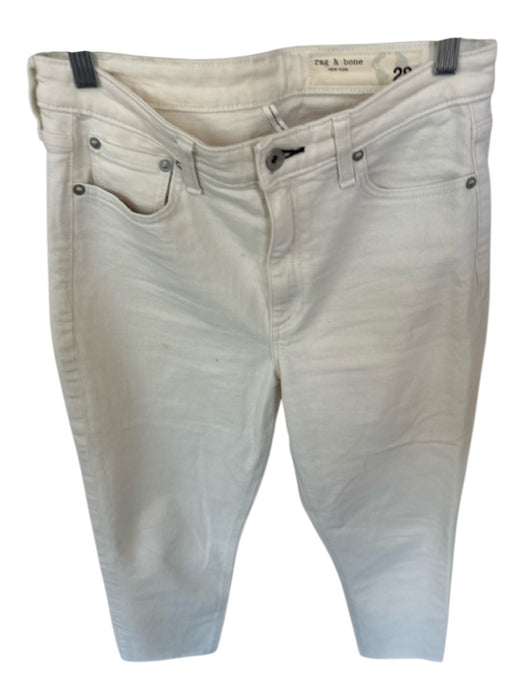 Rag & Bone Size 28 Cream Cotton High Waist Straight Leg Raw Hem Jeans Cream / 28