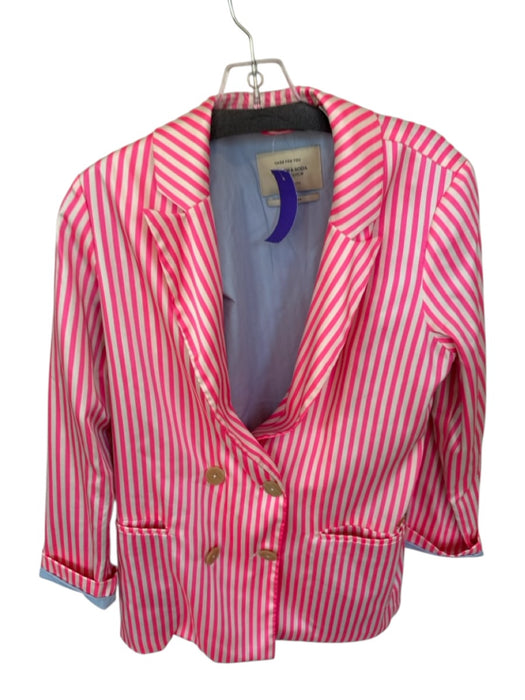 Scotch & Soda Size S Pink & Ivory Polyester Long Sleeve Striped Blazer Jacket Pink & Ivory / S