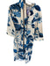 Sunday Up Size Est S Blue & Cream Polyester Long Sleeve Botanical Belted Dress Blue & Cream / Est S
