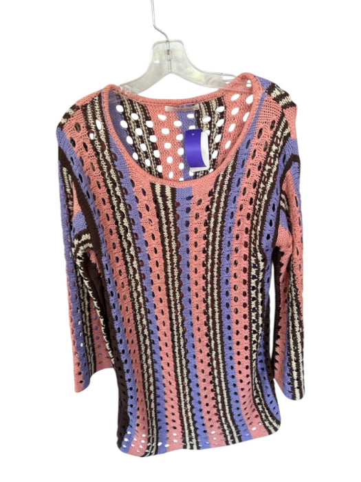 Olivaceous Size M Pink & Purple Long Sleeve Macrame Cover Up Dress Pink & Purple / M