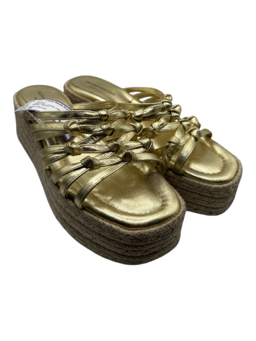 Paloma Barcelo Shoe Size 38 Gold & Tan Leather Platform Espadrille Sandals Gold & Tan / 38