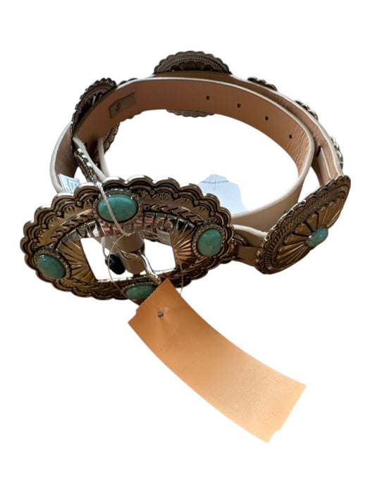 Lovers + Friends Gray & Silver Vegan Leather Faux Turquoise Western Belts Gray & Silver / Est M