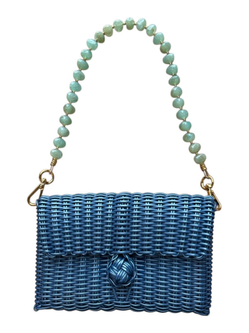 The Lilley Line Navy & Green Plastic Basket Weave Beaded Strap Toggle Bag Navy & Green / S