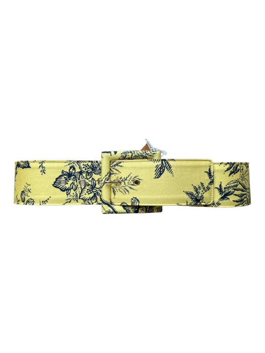 Carolina Herrera Yellow & Black Leather & Satin Wide Botanical Belts Yellow & Black / M
