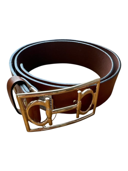 Lilo Brown Leather Horsebit Gold Hardware Wide Belts Brown / 34