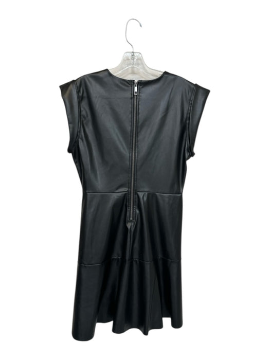 Steve Madden Size M Black Vegan Leather Cap Sleeve Knot Back Zip Dress Black / M