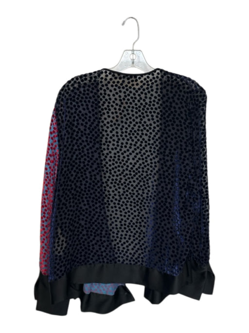 Diane Von Furstenberg Size M Navy & Red Silk Polka Dots Velvet Wrap Top Navy & Red / M