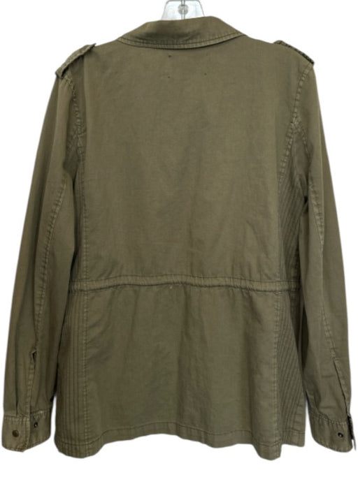 Velvet Size L Army Green Cotton Long Sleeve Snap buttons Cargo Jacket Army Green / L