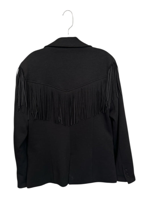 Blank NYC Size L Black Rayon Blend One Button Fringe Blazer Jacket Black / L