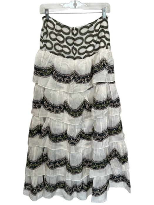 Marie Oliver Size S White, Peach & Green Viscose Back Zip Botanical Tiered Skirt White, Peach & Green / S