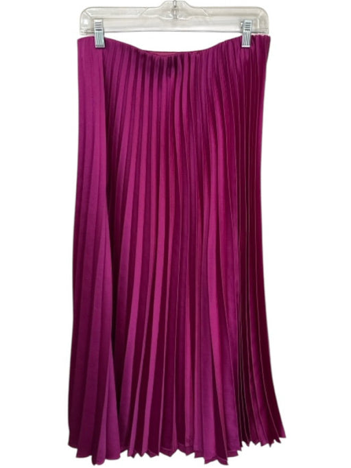 Zara Size M Magenta Polyester Elastic Waist Acordian Pleated Midi Skirt Magenta / M