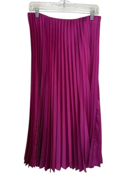 Zara Size M Magenta Polyester Elastic Waist Acordian Pleated Midi Skirt Magenta / M
