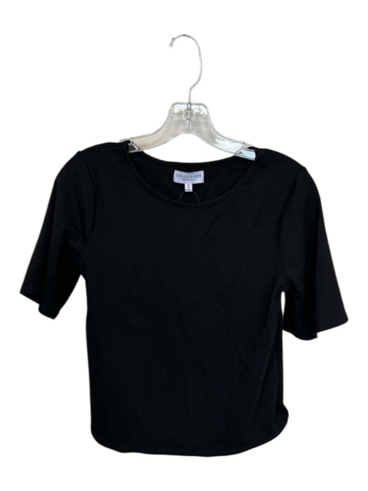 Ripley Rader Size 3/L Black Viscose Blend Short Sleeve Cropped Top Black / 3/L