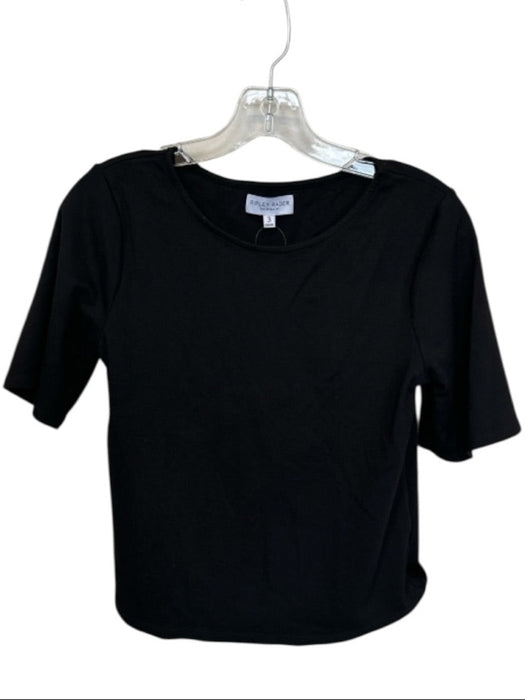 Ripley Rader Size 3/L Black Viscose Blend Short Sleeve Cropped Top Black / 3/L