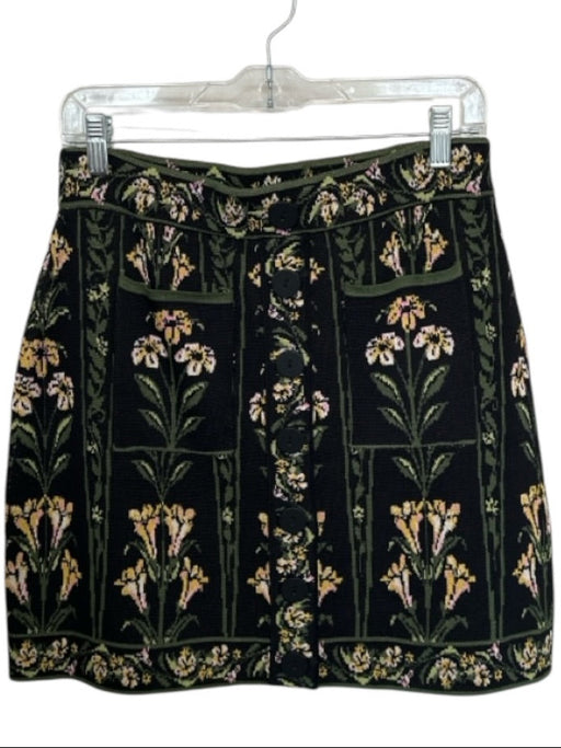 Farm Rio Size M Green & Yellow Viscose Blend Elastic Waist Botanical Mini Skirt Green & Yellow / M