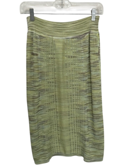 Missoni Size 46 Green & Brown Rayon Blend Elastic Waist Lines Textured Skirt Green & Brown / 46