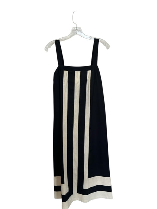 Lalavon Size S Black & Cream Viscose Sleeveless Lines Maxi Dress Black & Cream / S