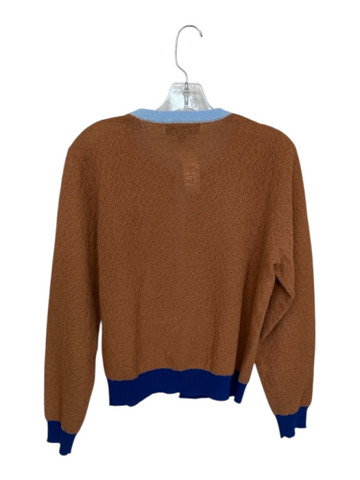 Zara Size M Brown & Blue Long Sleeve Color Block Cardigan Sweater Brown & Blue / M