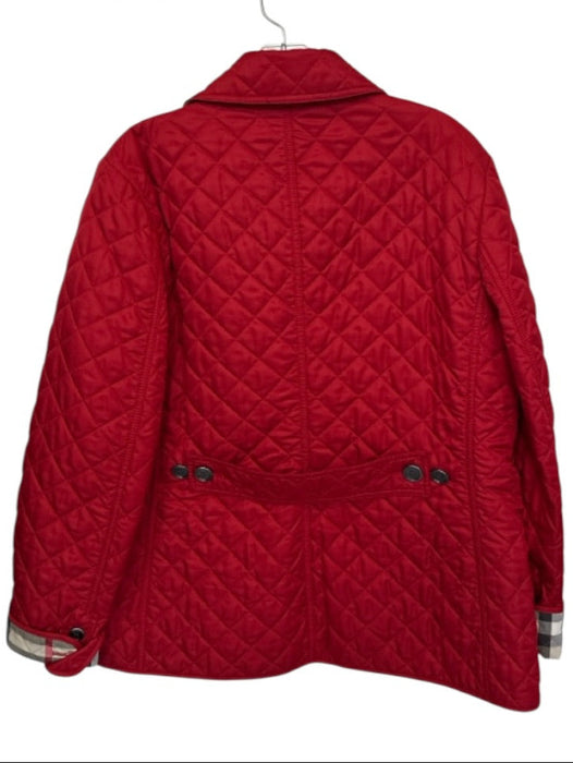 Burberry Brit Size XL Red & Tan Polyester Quilted Button Down Coat Red & Tan / XL