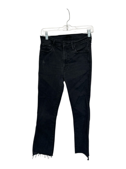 Mother Size 28 Black Cotton Blend Mid Rise Bootcut Raw Hem Jeans Black / 28