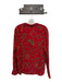 Catherine Gee Size M Red & Tan Silk Chains Buckle Long Sleeve Button Down Top Red & Tan / M