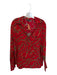 Catherine Gee Size M Red & Tan Silk Chains Buckle Long Sleeve Button Down Top Red & Tan / M
