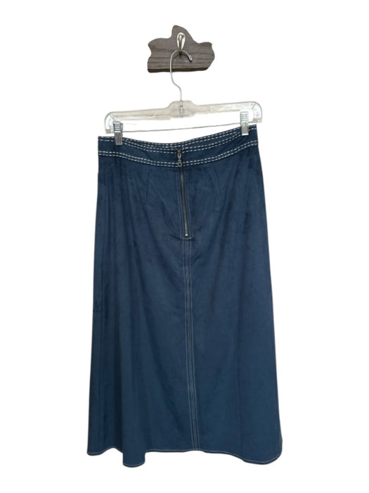 En Saison Size M Navy & white Vegan Suede Stitching Front Pockets Midi Skirt Navy & white / M
