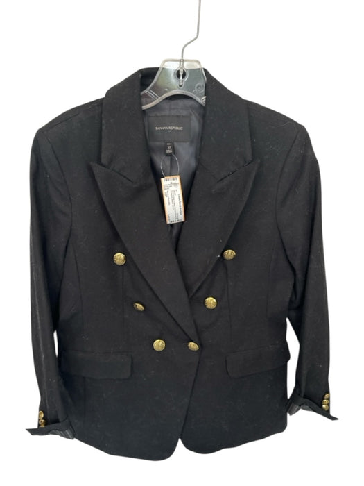 Banana Republic Size 10P Black & Gold Cotton Double Breast Gold Hardware Jacket Black & Gold / 10P