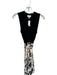 Tanya Taylor Size M Black & Cream Cotton Blend Sleeveless Floral Belted Dress Black & Cream / M