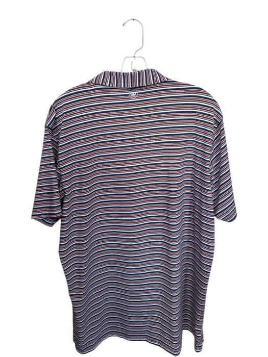 Peter Millar Size XL Maroon & Navy Polyester Blend Striped Golf Men's Polo Maroon & Navy / XL