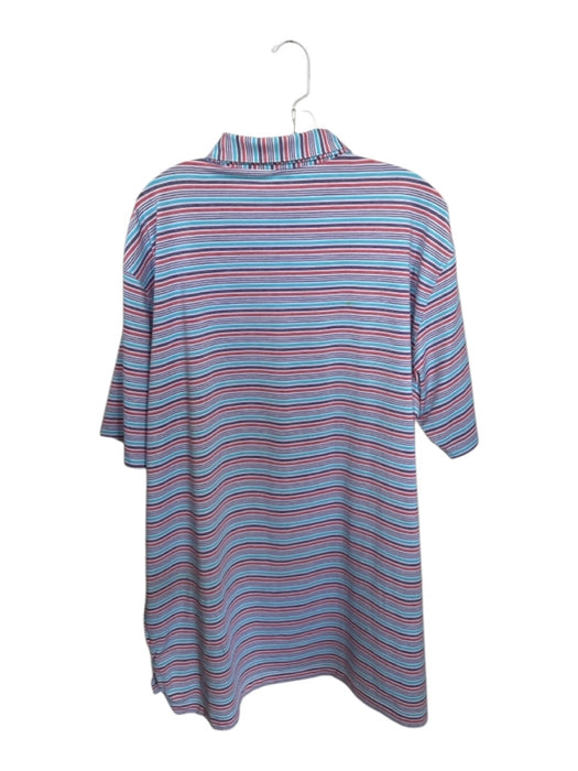 Peter Millar Size XL Purple & Blue Print Polyester Blend Striped Golf Men's Polo Purple & Blue Print / XL