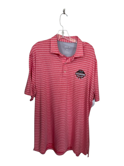 Johnnie-O Size XL Red & White Polyester UGA Golf Men's Polo Red & White / XL