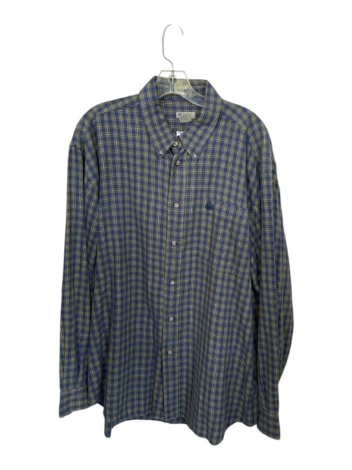 Beretta Size XL Blue & Yellow Cotton Plaid Flannel Men's Shirt Blue & Yellow / XL
