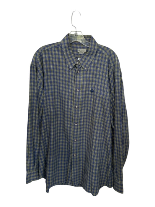 Beretta Size XL Blue & Yellow Cotton Plaid Flannel Men's Shirt Blue & Yellow / XL