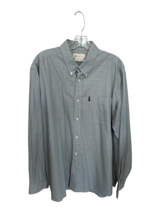 Beretta Size XL Green & White Cotton Checkered Flannel Men's Shirt Green & White / XL