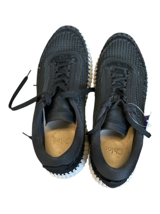 Chloe Shoe Size EST 8 Black & White Canvas Platform lace up Athletic Sneakers Black & White / EST 8