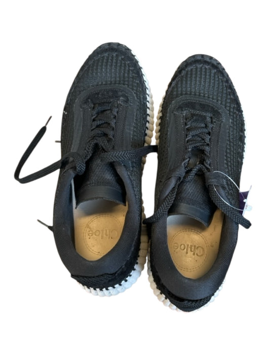 Chloe Shoe Size EST 8 Black & White Canvas Platform lace up Athletic Sneakers Black & White / EST 8