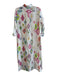 Vilagallo Size 40 White & Multi Linen Button Down Long Sleeve Collared Dress White & Multi / 40