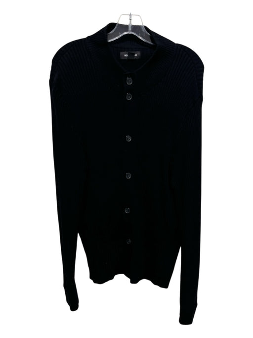 Nordstrom Size 2XL Black Cotton Blend Ribbed Button Up Men's Sweater Black / 2XL