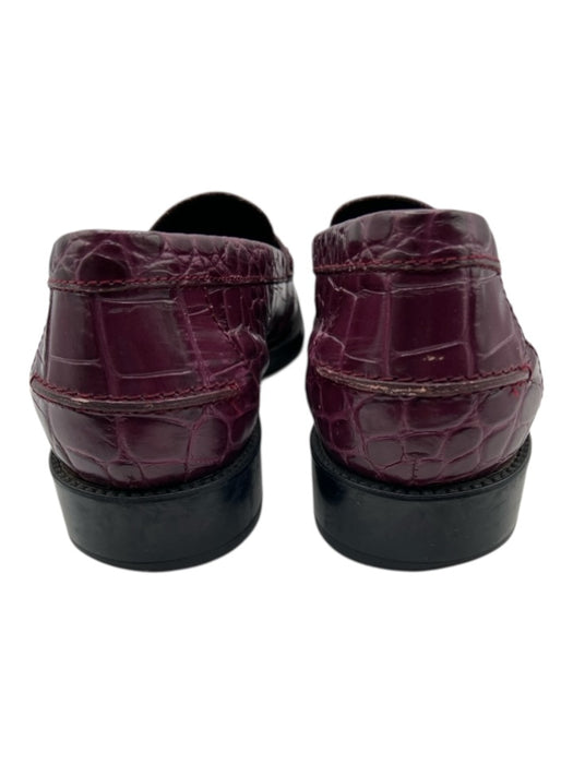 Tod's Shoe Size 40 Berry Purple Leather Croc Embossed Round Toe Penny Loafers Berry Purple / 40