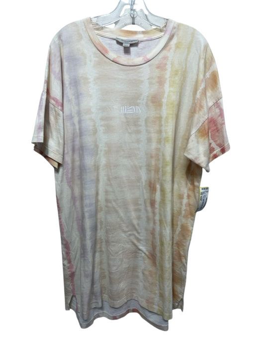 ALLSAINTS Size Small Pink, Orange, Purple Cotton Short Sleeve Tie Dye Logo Dress Pink, Orange, Purple / Small