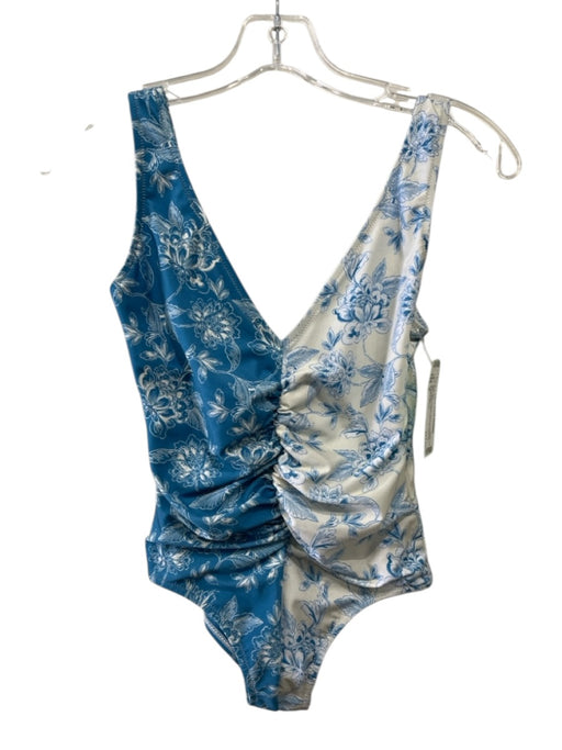Solid & Striped Size S Blue & White Nylon & Spandex Sleeveless Two Tone Swimsuit Blue & White / S