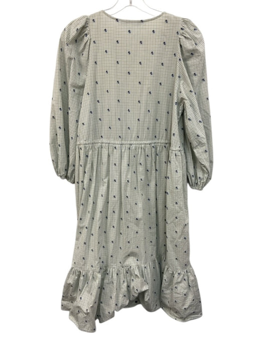 & Other Stories Size M/L Green, Blue, White Cotton flocked dot Gingham Dress Green, Blue, White / M/L