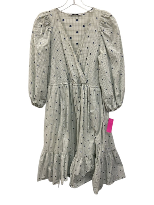 & Other Stories Size M/L Green, Blue, White Cotton flocked dot Gingham Dress Green, Blue, White / M/L