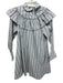 Batsheva Size S White & Blue Cotton Striped Collar Detail Long Sleeve Dress White & Blue / S